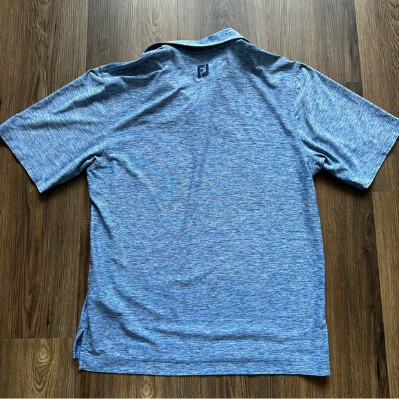 Footjoy Golf Polo Shirt Mens Medium Blue Polyester Spandex Performance Logo - Picture 7 of 8